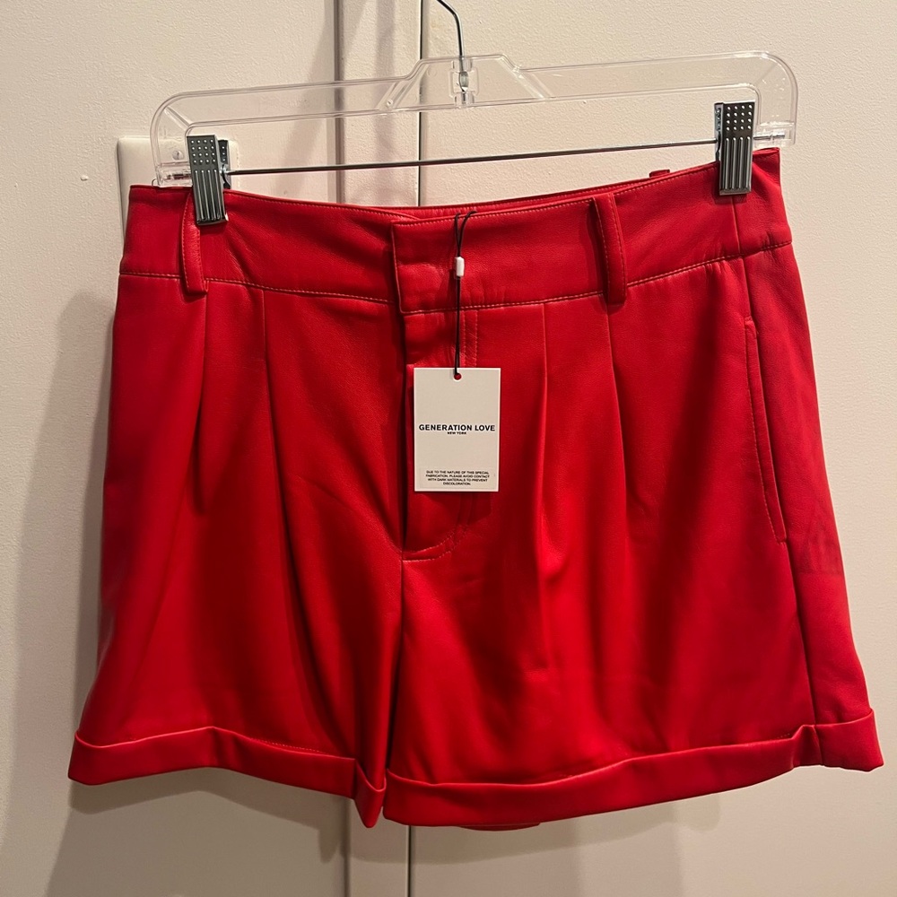 Generation Love Red Leather Shorts